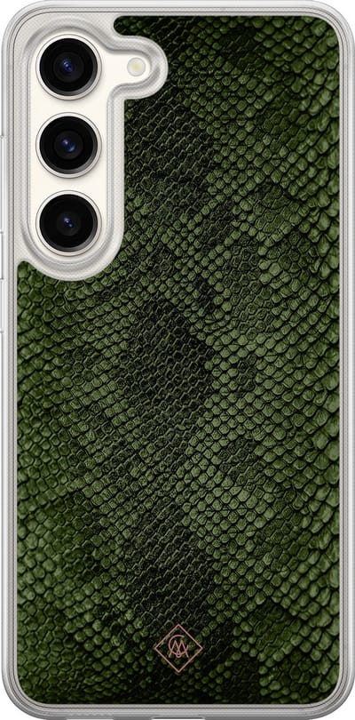 Casimoda® hoesje - Geschikt voor Samsung Galaxy S23 - Snake Mix - 2-in-1 case - Schokbestendig - Slangenprint - Verhoogde randen - Groen, Transparant