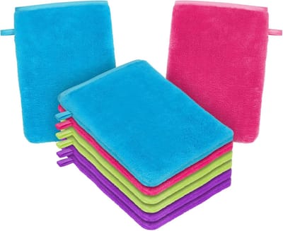 Ynkkvre - Korallenvloer - Wasbare Gezichtshandschoenen - Extreem Zachte Huidverzorging En Make-Up Verwijderen - 8 Stuks - Badkamer/Gezin Blauw