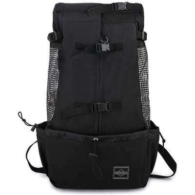 Sac de Transport Respirant pour Chien Portable Animal de Compagnie Sac à Dos de Voyage Extérieur Sacs de Transport pour Grands Chiens Chats Parfait Pour Chiens Bouledogue Français Accessoires pour Chiens S noir