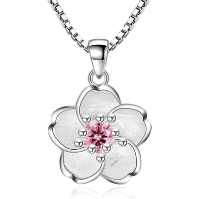 925 Zilver Roze Paars Perzikbloesem Kettingen Voor Vrouwen Luxe Designer Sieraden Accessoires Sieraden roze