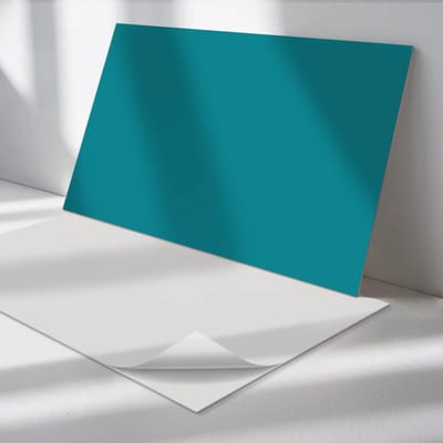 Wallfluent Vinyl Tegels - Kleur Turquoise Zelfklevende Vinyl Tegels - 40 cm x 20 cm - Uniform Vinyl Tegels - Verpakking van 10 stuks - Rechthoek PVC Tegels - Patroon Plaktegels - Vinyl Wandtegels - Plaktegels Keuken en Badkamer