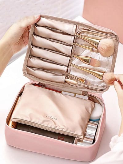 Make up tas- Toilettas- Roze- 2 tassen in 1
