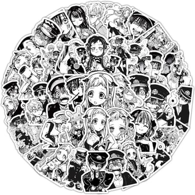 1062Stuks Anime Toilet-Bound Hanako-Kun Sticker Zwart-Wit Graffiti Waterdichte Decal Kinderspeelgoed Diy Waterbeker Etui Fiets gray