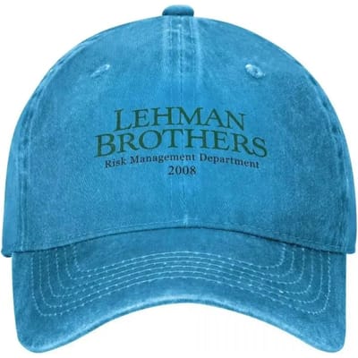 Casquette de camionneur rétro Département de gestion des risques Lehman Brothers 2008 Unisexe Usée Lavée Couvre-chef Extérieur Course à pied Chapeau de golf Adjustable blue