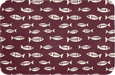 WC mat 60x40 cm - Antislip - Vissen - Grafisch - Patroon - Donker - Toiletmat - Vloermat - Douchemat - Toilet tapijt - Toiletmatten