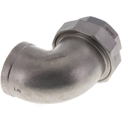 90° L-Koppeling Wartelmoer Rp2'' Binnendraad RVS Vlakke Afdichting PTFE 16bar