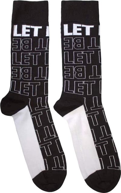 The Beatles - Let It Be Text Outlines Repeat Sokken - Zwart