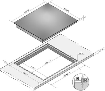 Inductiekookplaat - Kookplaat 4 zones - Snel koken - 9 warmtestanden - 60 cm - Zwart