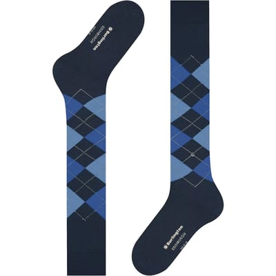 Burlington Edinburgh lang gedessineerd wol kniekousen heren blauw - maat 40-46