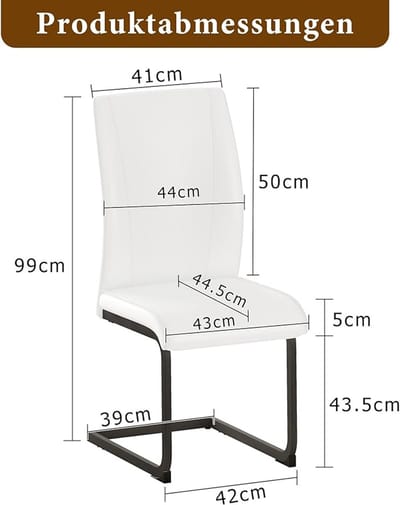Eetkamerstoelen 2 Stuks – HomeByNicole Moderne PU Lederen Stoelen met Rugleuning, Metaal Frame en Voetsteun – Zwart & Wit – Comfortabel en Stijlvol voor Keuken, Eettafel, Bar en Woonkamer – Belastbaar tot 100kg