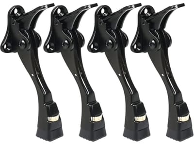 4 Stuks Zwarte Deurstopper - Verstelbare Kickdown Deurstop voor Zware Deuren, 4 Inch Metaal met Rubber Tip en Wandbeschermers