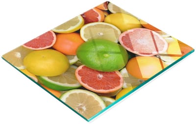 Duurzame en stijlvolle glazen snijplank met citrusmotief, 60x52 cm