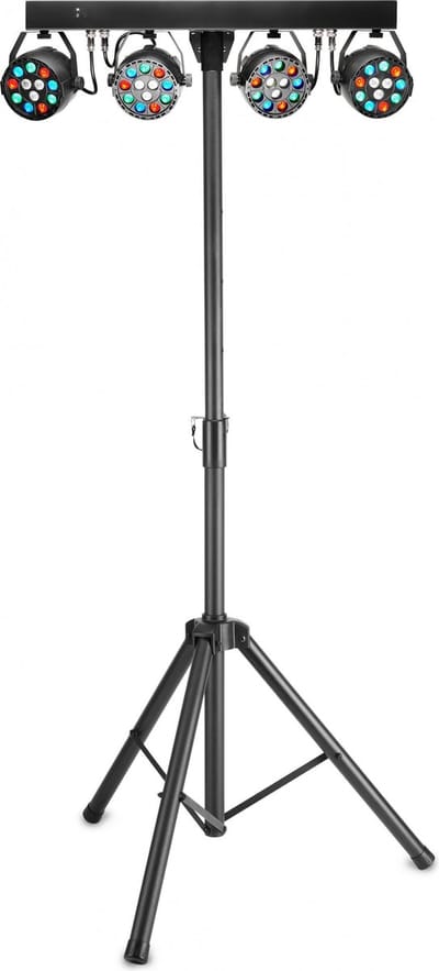 Stagg alles-in-een effectlichtset met 4 PAR 12 x 1 watt M4 RGBW inclusief afstandsbediening en standaard