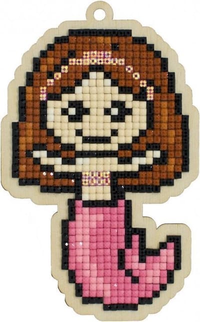 DIY-KIT Wizardi Diamond Painting Charm kinderen - Zeemeermin Marina 7,1x11,5 cm