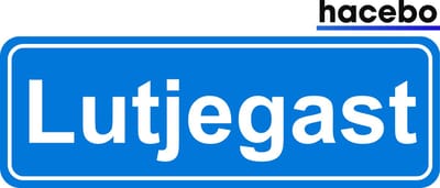 Hacebo - Plaatsnaam Sticker - 29x10 CM - Lutjegast sticker - Verkeersborden sticker - grappige cadeaus - Lutjegast