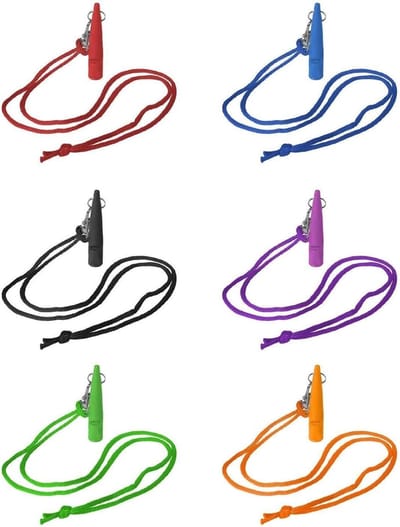 Fluitjes met Lanyards - Trainingsfluitjes Honden - Huisdier Training - Set van 6 Stuks - 8 cm - Multicolor