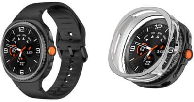 Strap-it Bundel: Siliconen Bandje met Gespsluiting (Zwart) + TPU Soft Case Hoesje (Zilver) – Comfortabel & beschermend – geschikt voor Samsung Galaxy Watch 8 Classic (46mm)