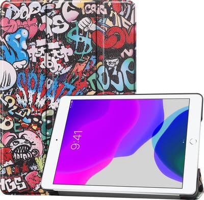 Hoes - Geschikt voor Apple iPad 7 (2019) - 10.2 inch - 7e Generatie - Dun & Stevig - Trifold Bookcase - Hard Cover - Hardcover Book Case - Tablet Hoesje - Graffity