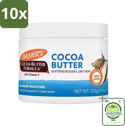 10 x Palmers - Huidverzorging - Cocoa Butter Formula Cream Jar - Intensieve Hydratatie - 200 g - Grootverpakking - Cacaoboter - Huidverzorging - Droge Huid - Hydratatie - Vitamine E