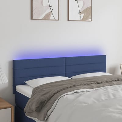 vidaXL - Hoofdbord - LED - 144x5x78/88 - cm - stof - blauw