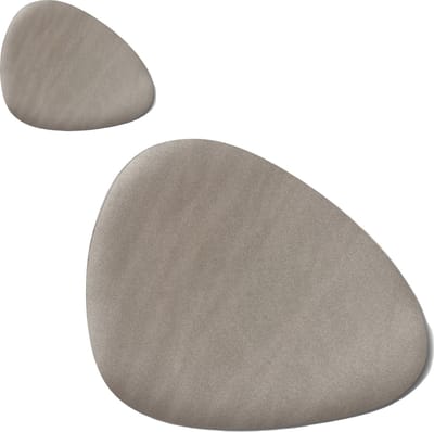Placemats en onderzetters lederlook - set 6x - metallic taupe - 34 x 42 cm