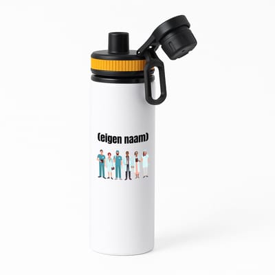 Hacebo® - doktoren team met eigen naam waterfles met draaidop oranje - Dokter - iemand die dokter is - ziekenhuis - zuster - verjaardag - cadeau - kado - water fles - 850ML