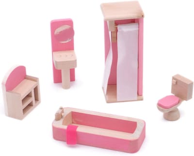 Houten Poppenhuis Meubels - Miniatuur Set - Poppenhuis Spelen - Gedetailleerd Design - Schaal 1:12 - Meerdere Kleuren