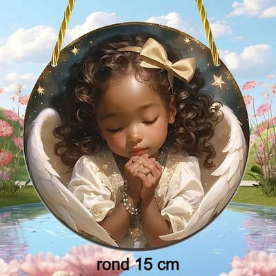 Allernieuwste.nl® Ronde Raamhanger Biddende Engel Raamdecoratie Engeltje - Rond 15 cm