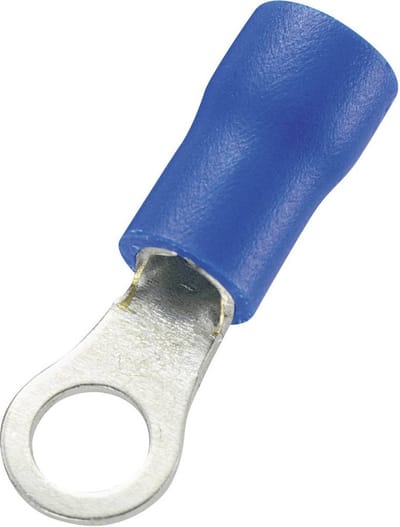 TRU COMPONENTS 746542 Ringkabelschoen Dwarsdoorsnede (max.): 2.50 mm² Schachtdiameter: 4.2 mm Deels geïsoleerd Blauw 10