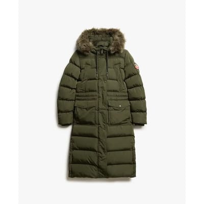 Superdry - Lange Everest jas met imitatiebont - Dames - Gewatteerde jassen