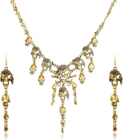 Horror Punk Piratenketting met Skulls en Tassels voor Dames, Perfecte Accessoires voor Kostuums en Feestjes