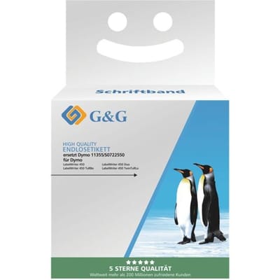 Etiketten G&G, compatibel met Dymo 11355/s0722550, 19 x 51 mm, zelfklevend, verwijderbaar, thermisch papier, wit, 1 x 500 stuks