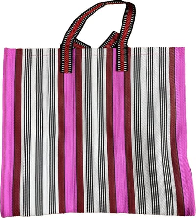 Kitsch Kitchen geryclede tas gestreept roze/blauw