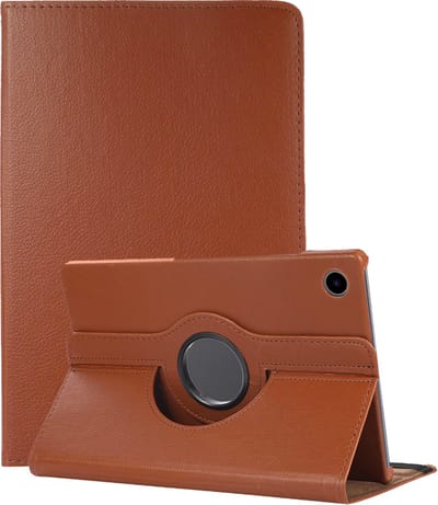 Hoes - Geschikt voor Samsung Galaxy Tab A11 Plus - 360 Graden Draaibare Hard Cover Case - Tablet Hoesje Draaibaar - Bruin