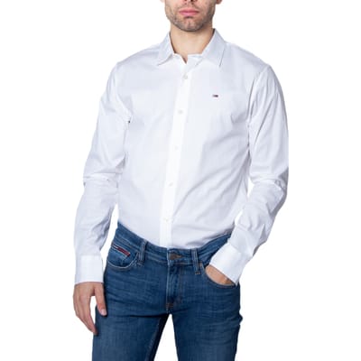 Tommy Jeans Overhemden Slim Fit Stretch Wit