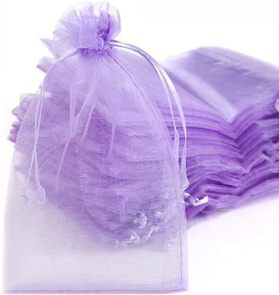 30 Organza Pouches voor Feestjes en Bruiloften - Trektouwtassen voor Snoep, Sieraden en Cadeaus in Lichtpaars, 10 x 15 cm