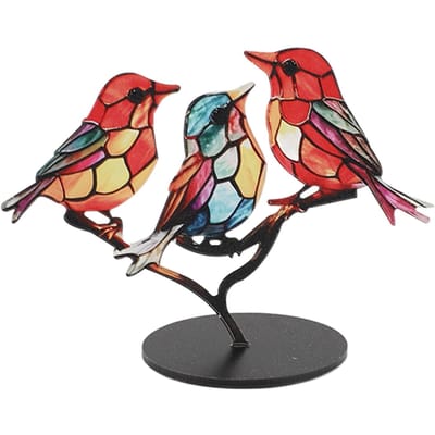 Vogels Op Tak Ornamenten Knutsel Acryl Kleurrijk Levendig Plat Dier Beeldje Decoratie voor Bureau Kantoor Huis Type 2