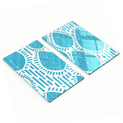Decoratieve glazen snij- en serveerplanken met retro boommotief, 2x30x52 cm