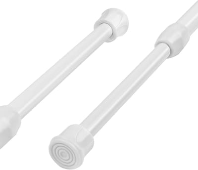 Famanu - Set van 2 uitschuifbare gordijnroedes 30-50 cm, antislip, veer telescoopstang zonder boren