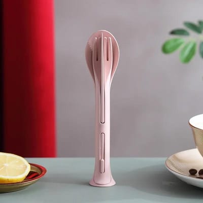 3-in-1 Draagbaar Bestek Mes Vork Lepel Set Japanse Stijl Milieuvriendelijk Servies Student Reis Servies Set Keukengerei red