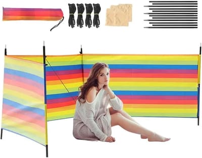 Windscherm Camping - Inkijkbescherming Strand - Buiten Zitten - Draagbaar Winddicht - Tot 6 meter - Grijs