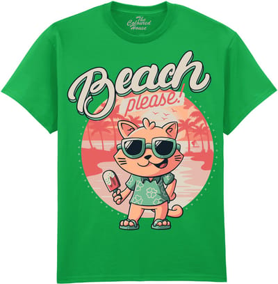 Beach Please - Cat The Coloured House T-shirt XXL