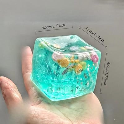 Taba Squishy Stressballen Kubus - Oceaan Sensorisch Fidget Speelgoed Langzaam Rijzend Squishy Speelgoed voor Kinderen en Volwassenen Knijpen Ontspannen Cadeau blue