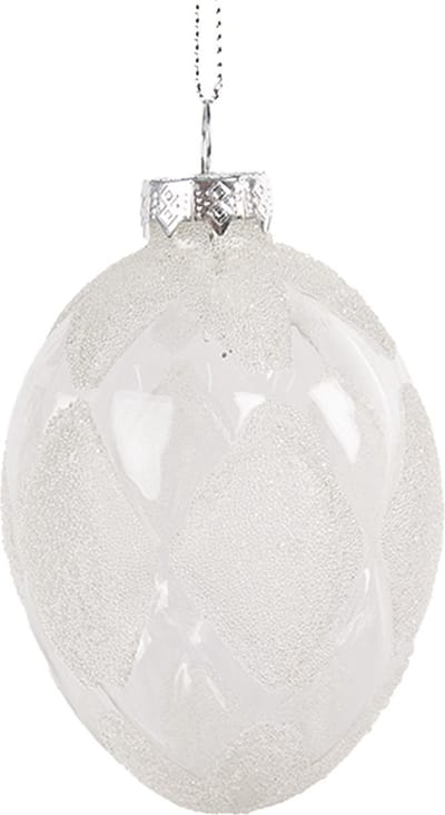 Clayre & Eef Paashanger Ei Ø 6x9 cm Transparant Glas