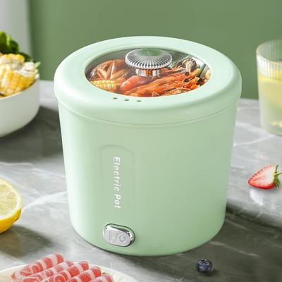Elektrische mini-braadpan - Compact kooktoestel - Snelle maaltijden - Anti-aanbaklaag - 1 liter - Groen