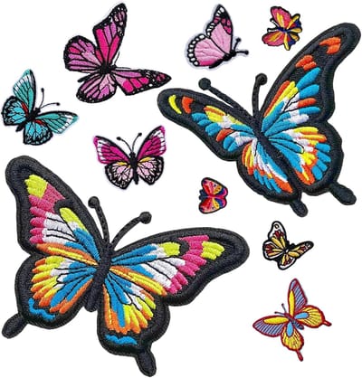 Vlinder opstrijkbare patches - 10 stuks - vintage uitstraling - decoratie voor kleding en tassen - ShopVlot