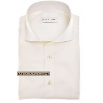 John Miller Overhemd Extra Long Sleeve 7 Fine Texture Non-Iron Cotton Mouwlengte 7 Antiekwit / male