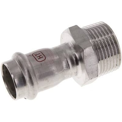 Perskoppeling - 22mm Persmof & R 1'' Buiseinde - RVS