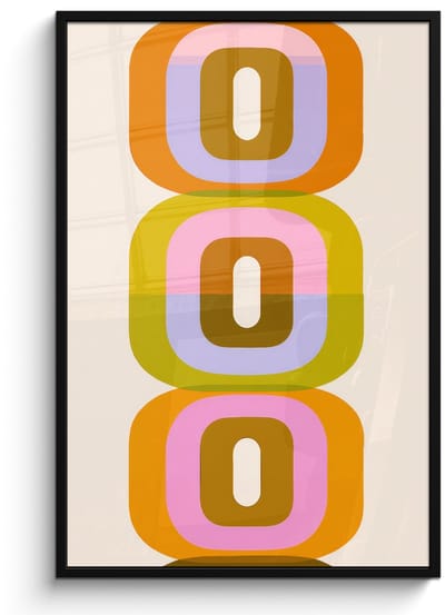 Poster in lijst - Fotolijst 80x120 cm - Posters - Stapel - Vormen - Geblokt - Oranje - Posterlijst zwart - Decoratie - Wanddecoratie woonkamer - Muurdecoratie slaapkamer