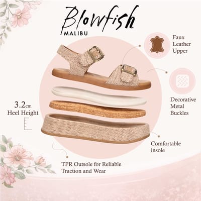 Blowfish Malibu dames beige nepleren platform sandalen - Magisch